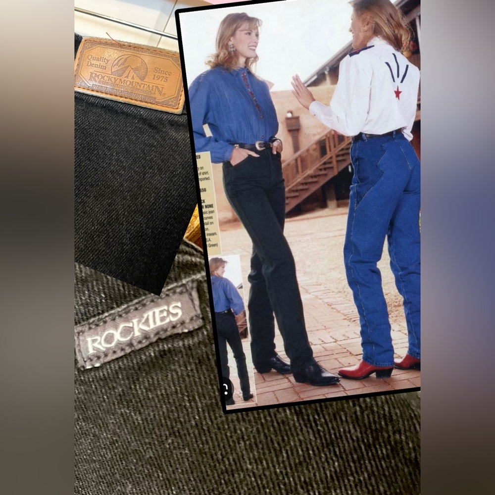 #24 Vintage Rocky Mountain Bareback Rodeo Rider Cowgirl  Black Denim Jeans